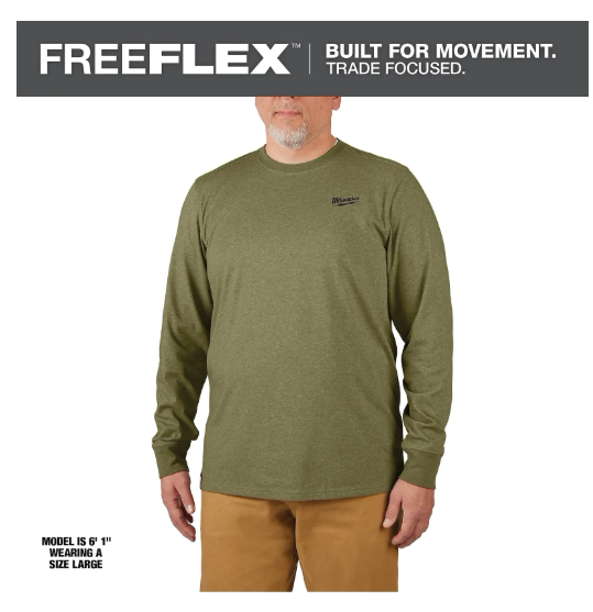 Milwaukee Tools Hybrid Long Sleeve Work T-Shirt - Green 604GN