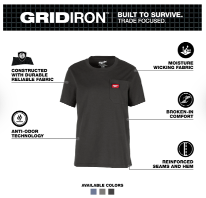 Milwaukee Women's GRIDIRON™ Pocket T-Shirt - Short Sleeve Black - F451B
