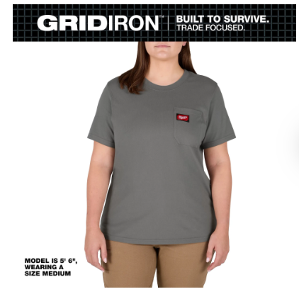 Milwaukee Women's GRIDIRON™ Pocket T-Shirt - Short Sleeve Gray - F451G