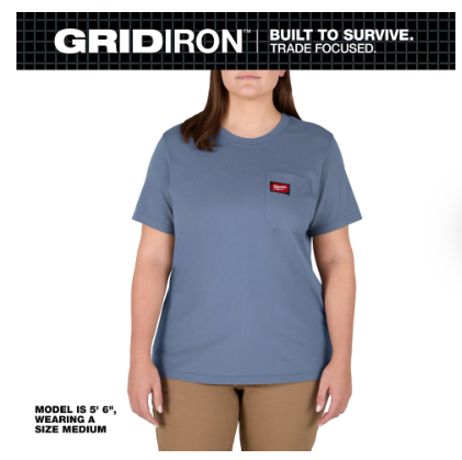 Milwaukee Women's GRIDIRON™ Pocket T-Shirt - Short Sleeve Blue - F451U