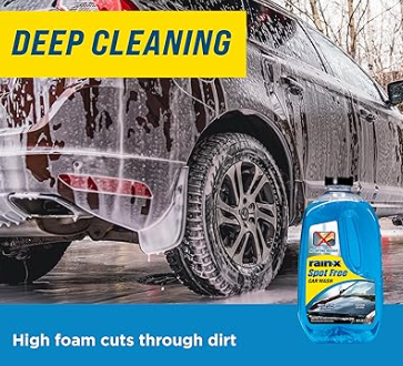 Rain-X 620073 - Car Wash Deep Cleaning, High Foam Soap Provides Spot Free Shine with No Towel Or Hand Drying Needed - Car soap for car cleaning and detailing 48 fl oz