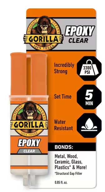 Gorilla 2 Part Epoxy, Clear Epoxy, 0.85oz - 5 Minute Set, Incredibly Strong Bonding