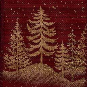 Sheerlund Products Wired Red w/Gold Trees 2-1/2" x 25 yard roll