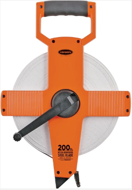 Keson NR18200 Tape Measure, 200 ft L Blade, 3/8 in W Blade, Steel Blade, ABS Case, Gray Case