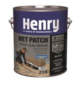 Henry Wet Patch 208R Series HE208042 Roof Cement, Black, Liquid, 1 gal Can -- HE208042