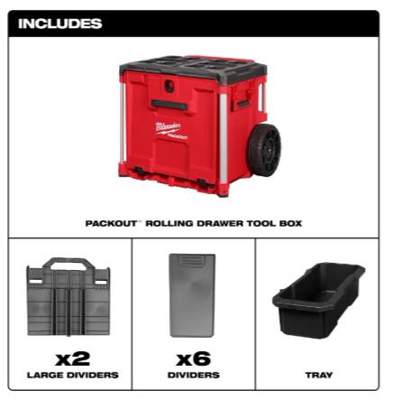 Milwaukee PACKOUT™ Rolling Drawer Tool Box -- 48-22-8420