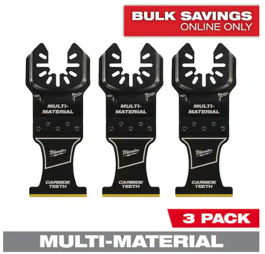 Milwaukee 1-3/8 in. Carbide Universal Fit Extreme Wood and Metal Cutting Multi-Tool Oscillating Blade (3-Pack) -- 48-25-1523