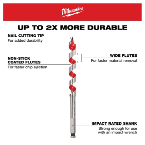 Milwaukee 5/8" x 18" Ship Auger Bit -- 48-13-5620