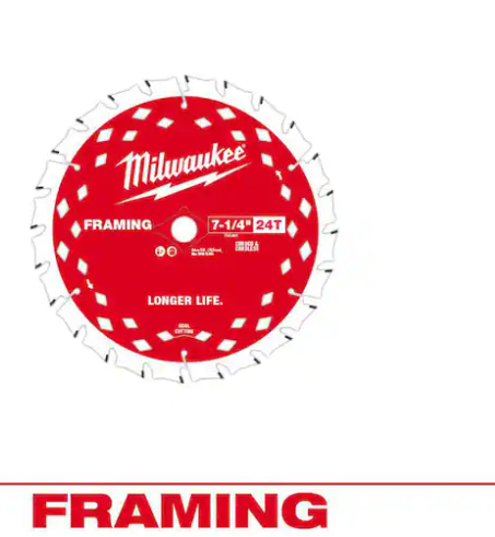 Milwaukee 7-1/4 in. x 24-Tooth Carbide Framing Circular Saw Blade -- 48-41-0740