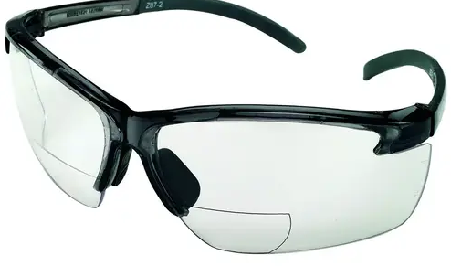 Safety Works CBKH20 Bi-Focal Safety Glasses, Rimless Frame, Black Frame