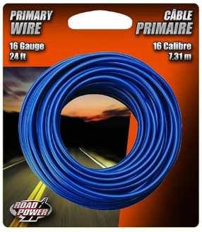 Coleman Cable Road Power 55668233 16-Gauge 24-Foot Automotive Copper Wire; Blue