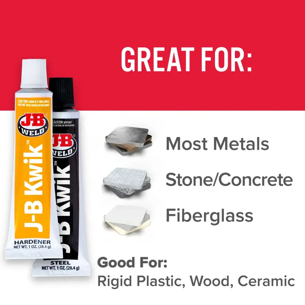 J-B Weld KwikWeld Cold Weld Two-Part Epoxy (Repair Metal, Fiberglass, Plastic) - 2 oz 8276