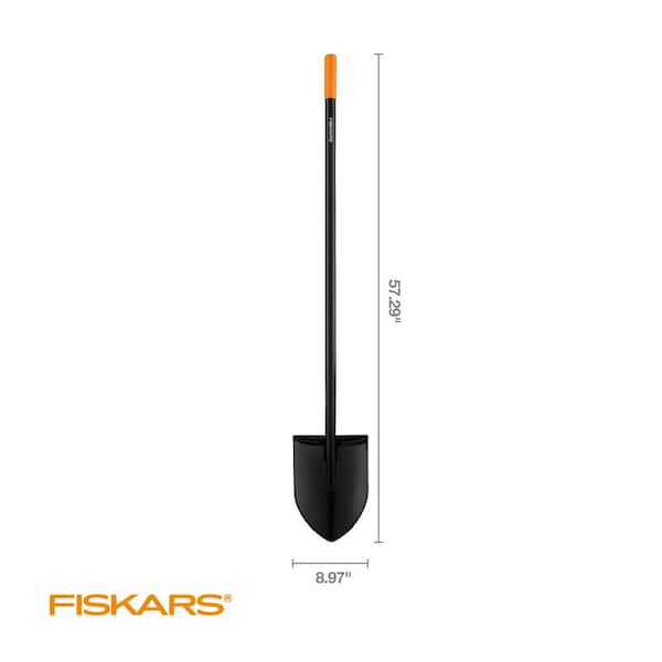 Fiskars 396680-1001 Digging Shovel, 8.63 in W Blade, Steel Blade, Black Blade, Steel Handle, Straight Handle