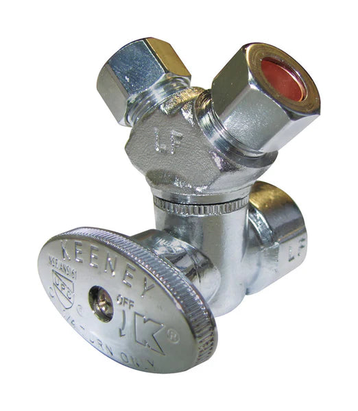 Plumb Pak 1/2 in. FIP X 3/8 in. Compression Brass 3-Way Valve -- PP2901VLF