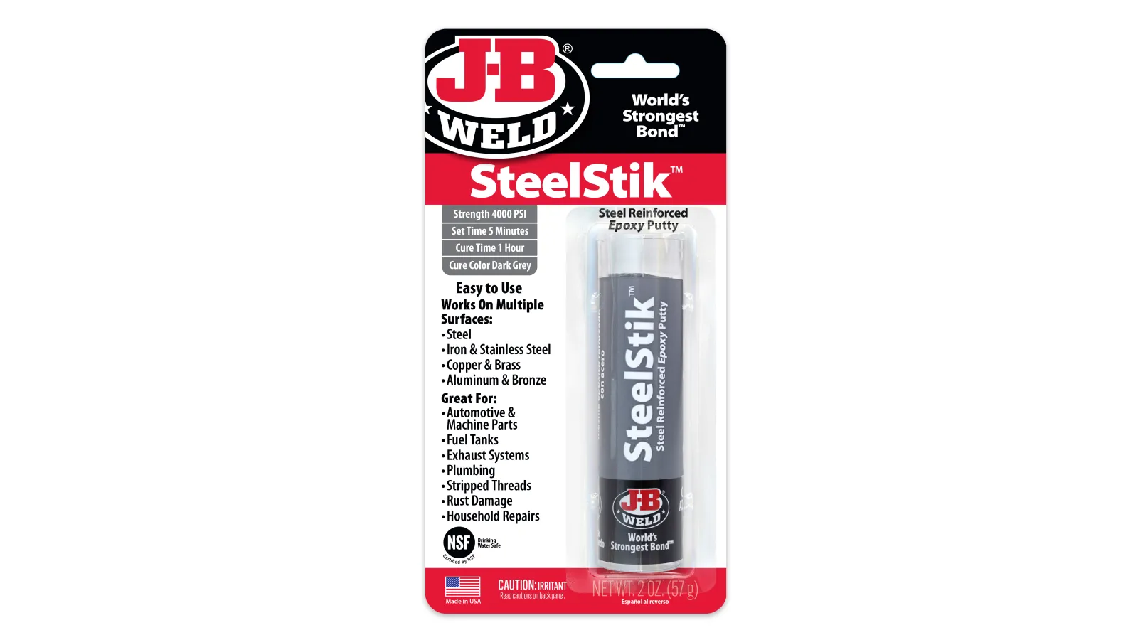 J-B Weld SteelStik Epoxy Putty - 2 oz