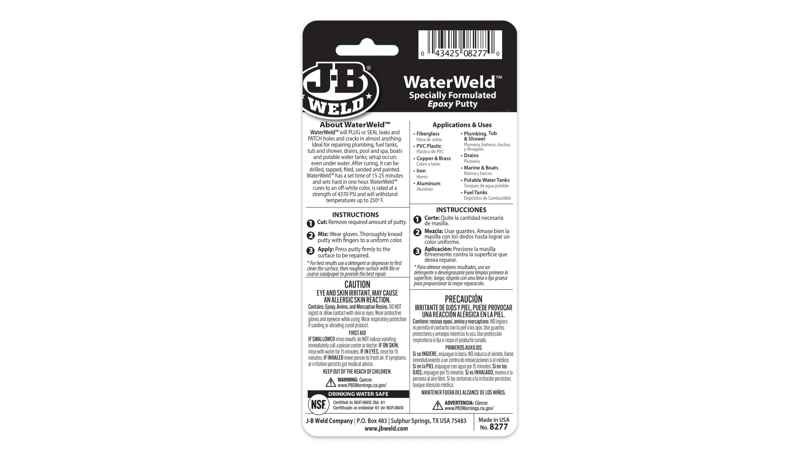 J-B Weld WaterWeld™ Epoxy Putty - 2 oz