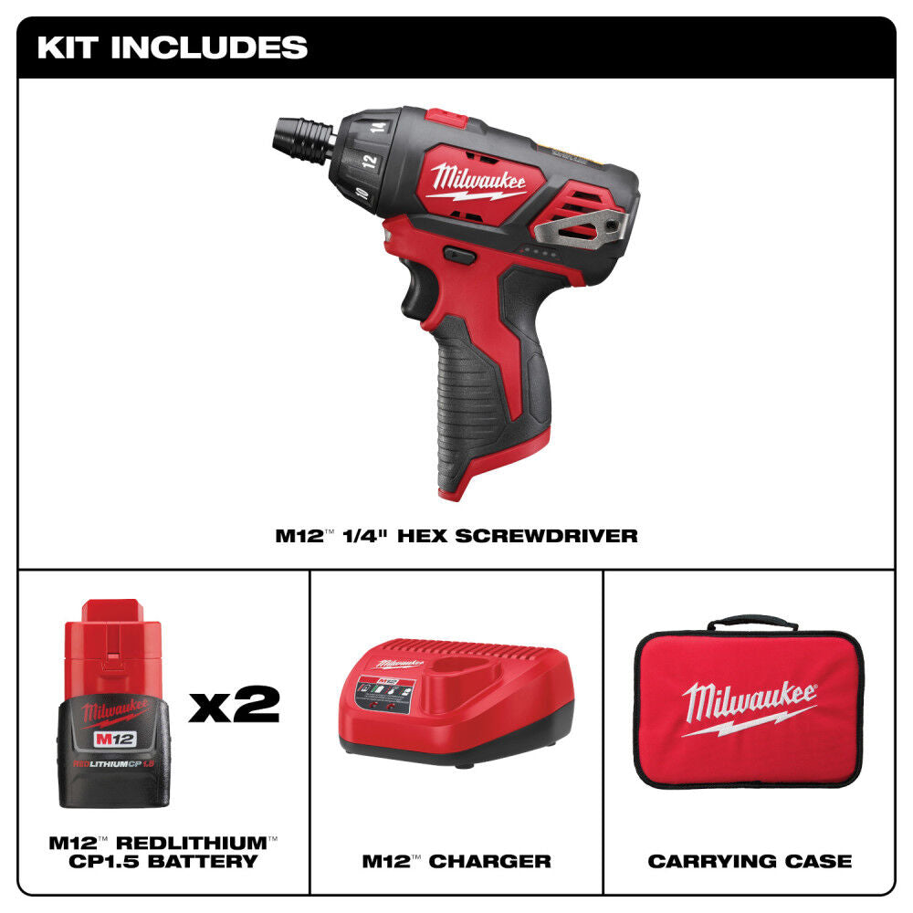 Milwaukee M12 1/4 in. Hex Screwdriver -- 2401-22