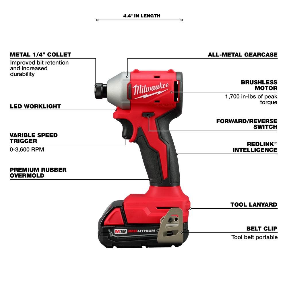 Milwaukee M18 Compact 2-Tool Combo Kit -- 3692-22CT