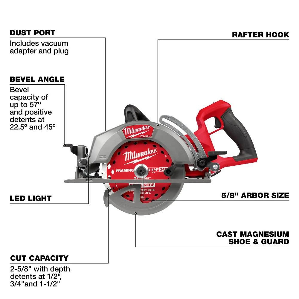 Milwaukee M18 FUEL 7-1/4 Inch Rear Handle Circular Saw (Bare Tool) -- 2930-20