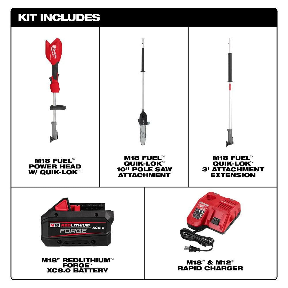 Milwaukee M18 FUEL Pole Saw with QUIK-LOK Kit -- 3016-21ps
