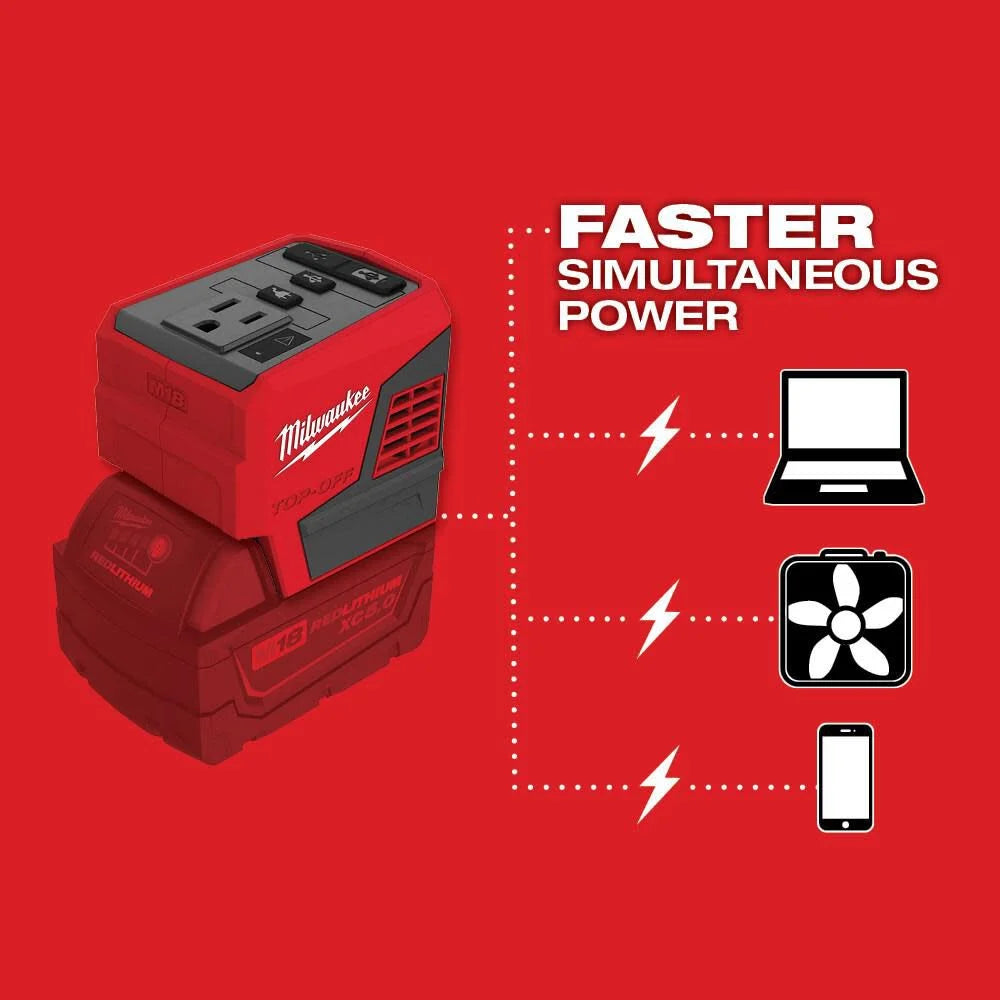 Milwaukee M18 TOP-OFF 175W Portable Power Supply Inverter -- 2846-20