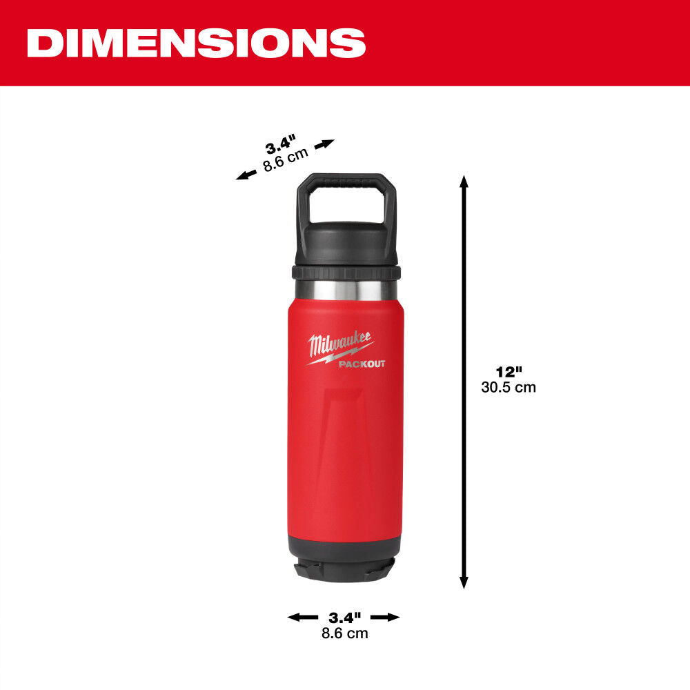 Milwaukee PACKOUT 24oz Insulated Bottle with Chug Lid - Red - 48-22-8396R