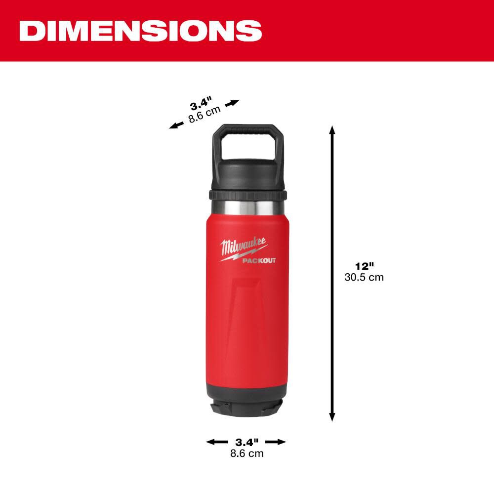Milwaukee PACKOUT 24oz Insulated Bottle with Chug Lid - Red - 48-22-8396R