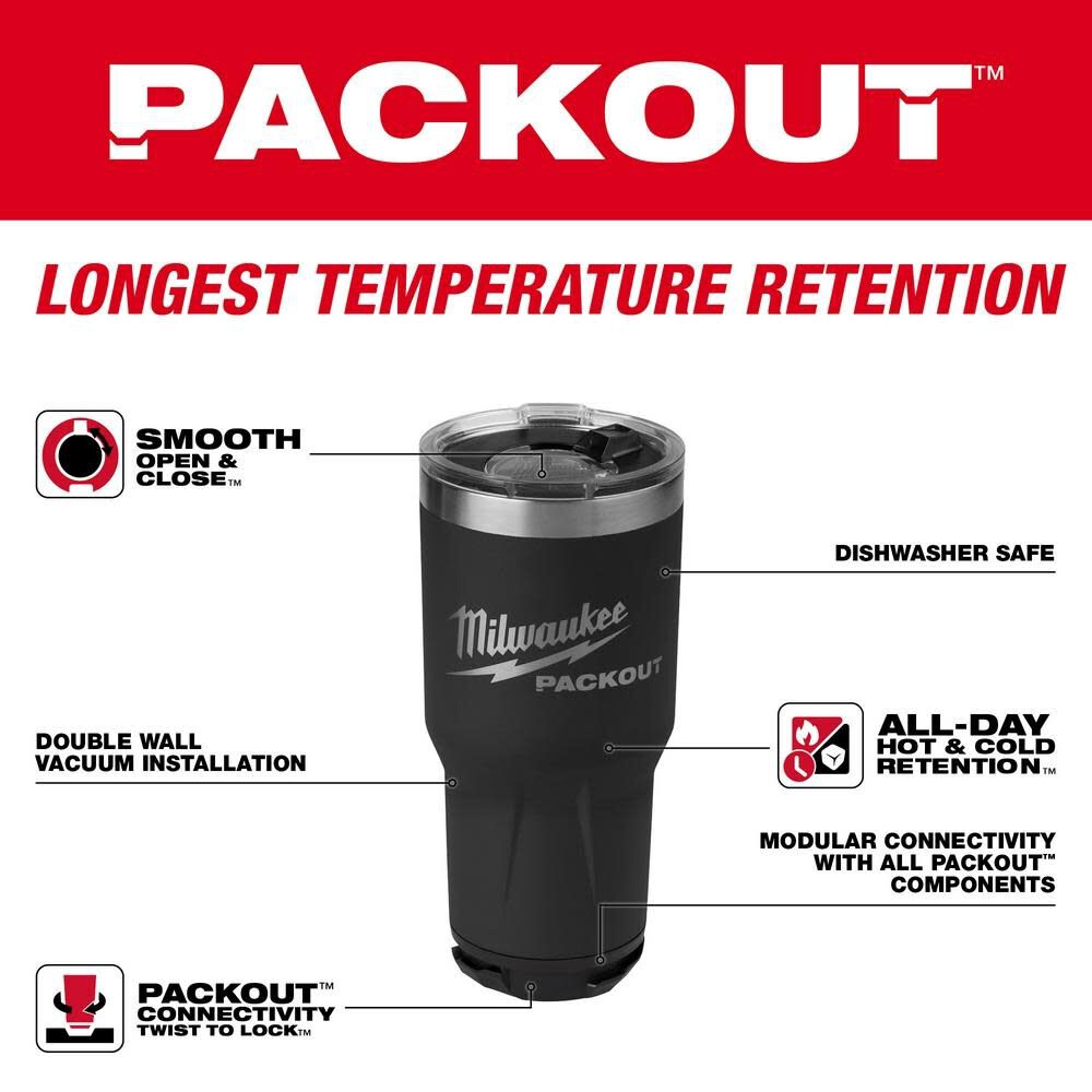 Milwaukee PACKOUT Tumbler Black 30oz -- 48-22-8393B