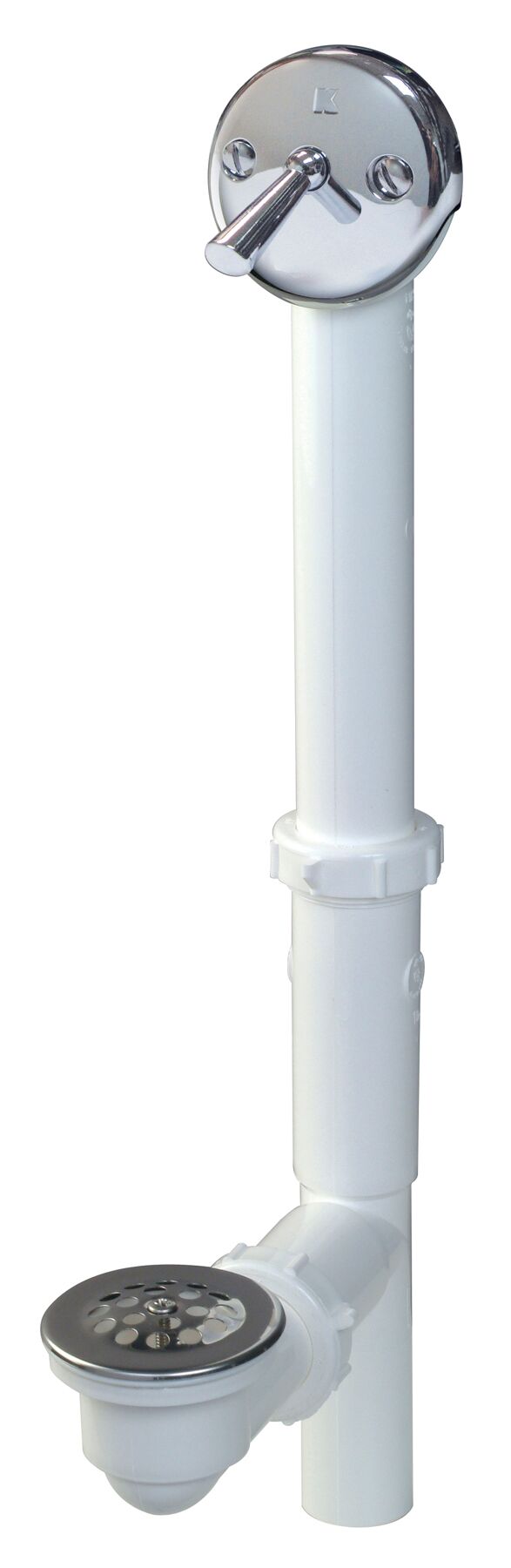 Plumb Pak PP64W Bath Drain Assembly, Plastic, White, Polished Chrome