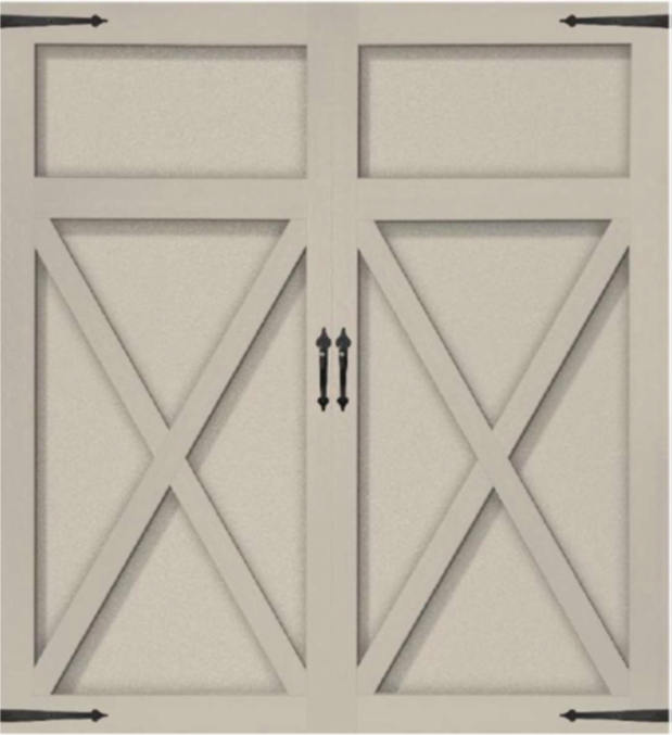 CHI 8’ x8’9” model 5334 steel two sided door with overlay trim boards. -- Door #191