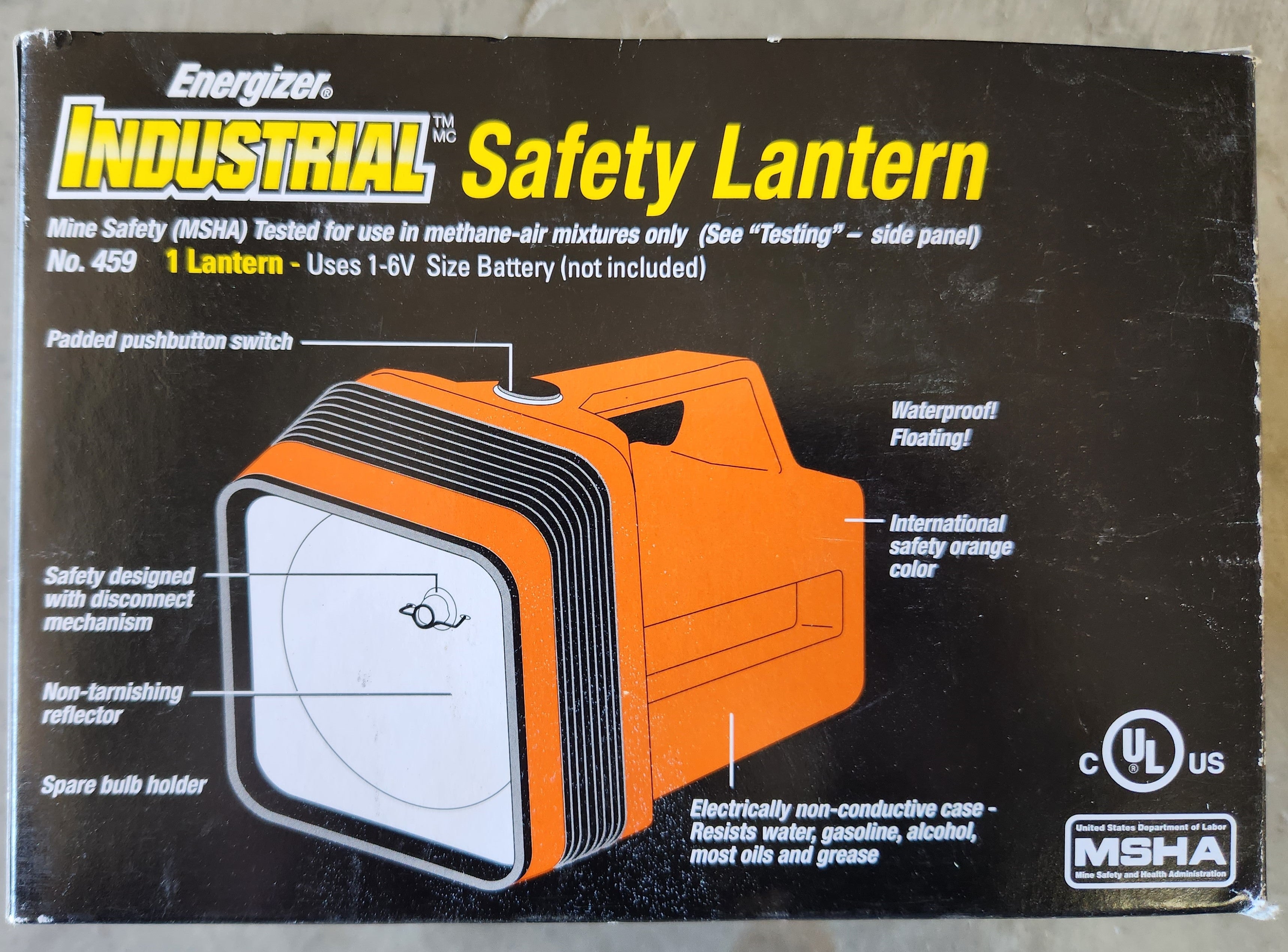 Energizer® Industrial® 459 908AC Mine Safety Lantern, PR13/KPR113 Krypton Bulb, Plastic Housing, 64 Lumens