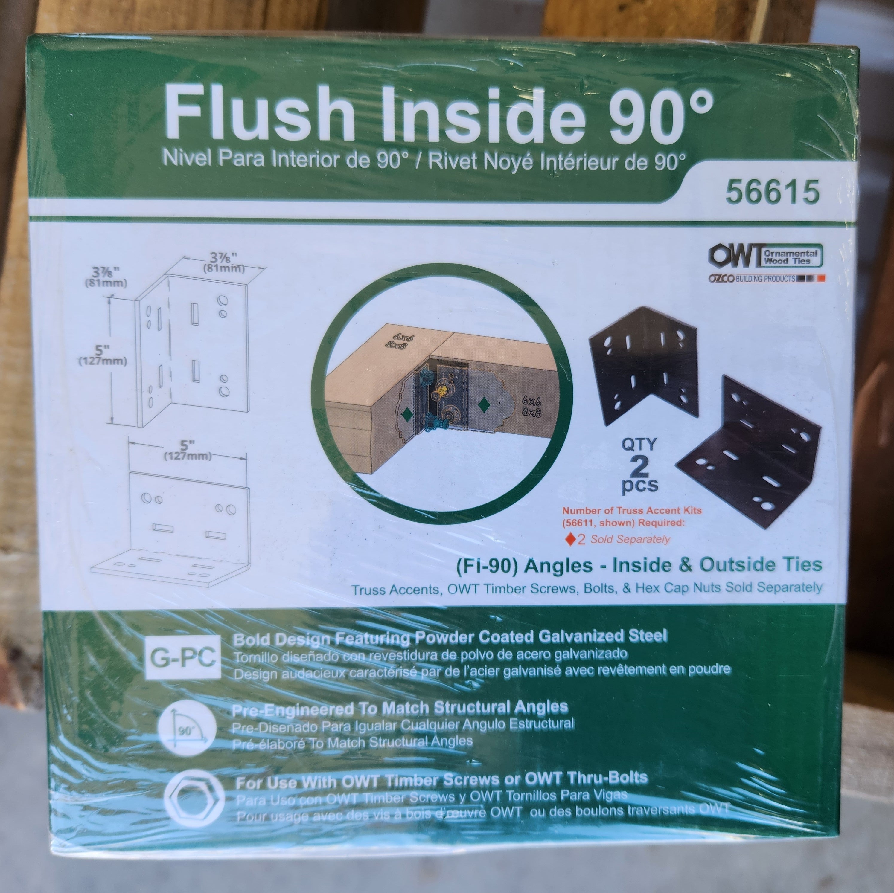 6″ Flush Inside 90 Plate Connector (2PK)