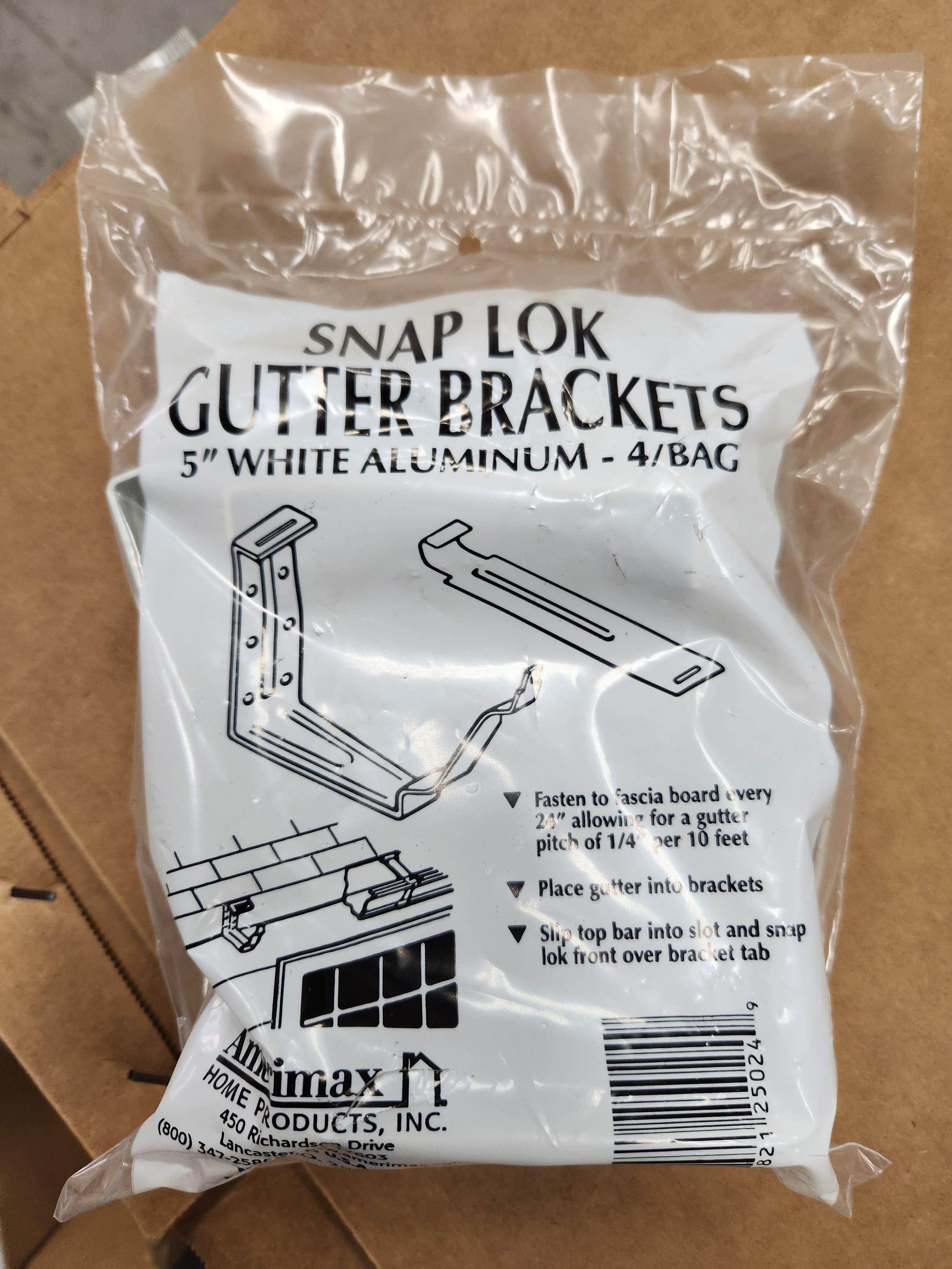 Amerimax Snap Lok Gutter Brackets 5" White Alum. - 4/Bag
