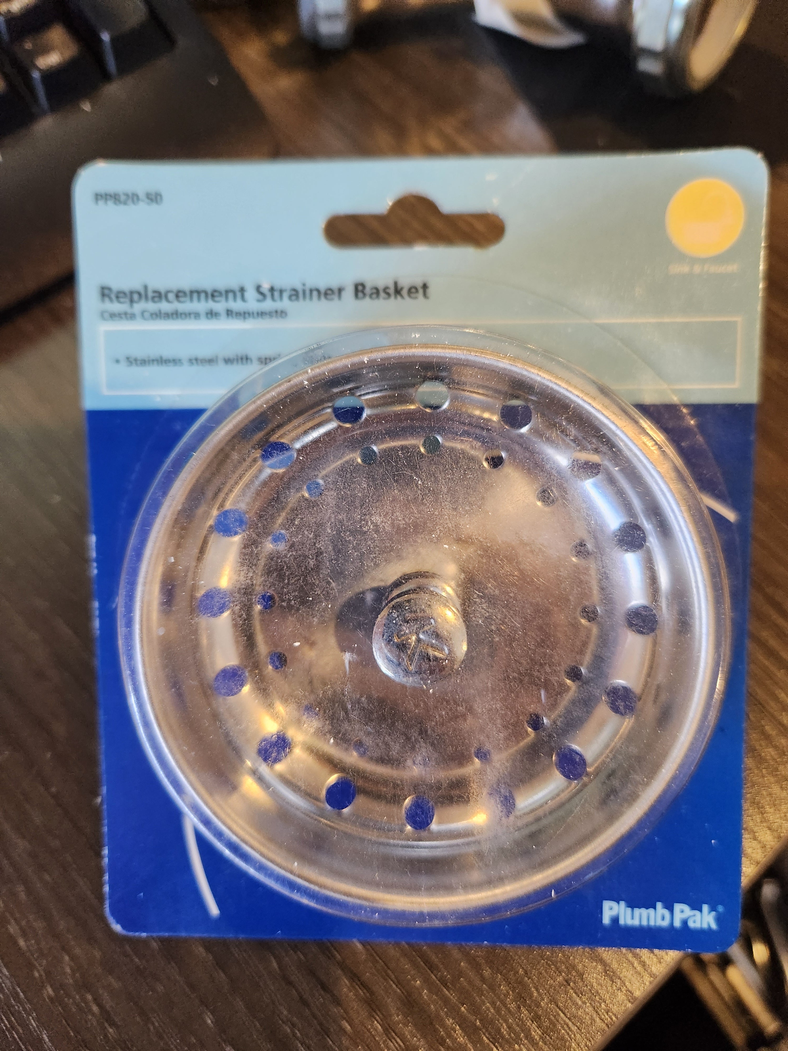 Plumb Pak PP820-50 Basket Strainer with Spring Style Post, 3.15 in Dia, Stainless Steel, For: Sink