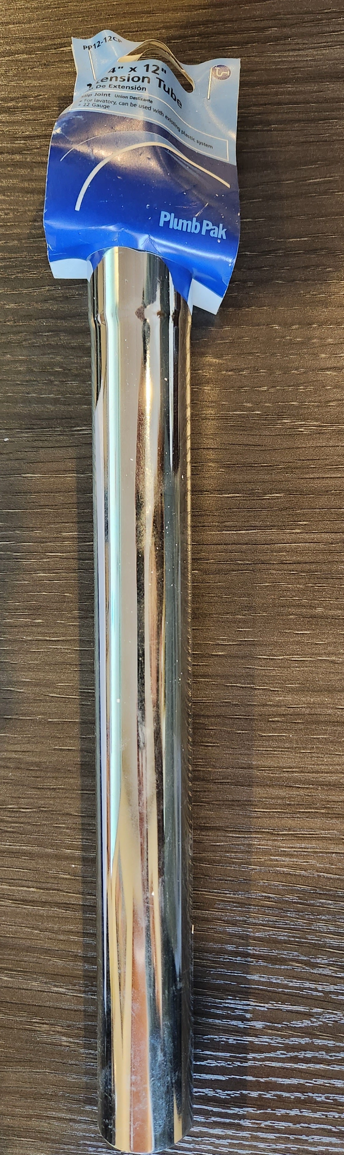 Plumb Pak PP12-12CP Pipe Extension Tube, 1-1/4 in, 12 in L, Slip-Joint, Brass, Chrome