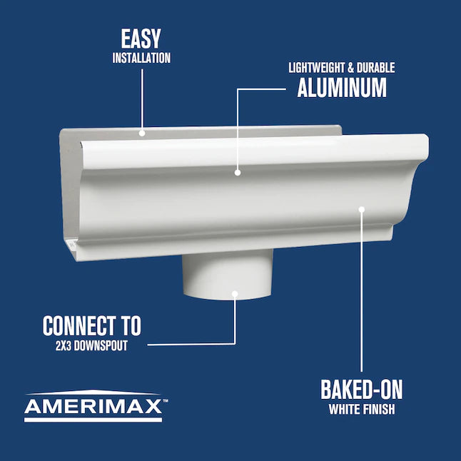 Amerimax 5in X 10in White K-Style Gutter End with Drop - 27010